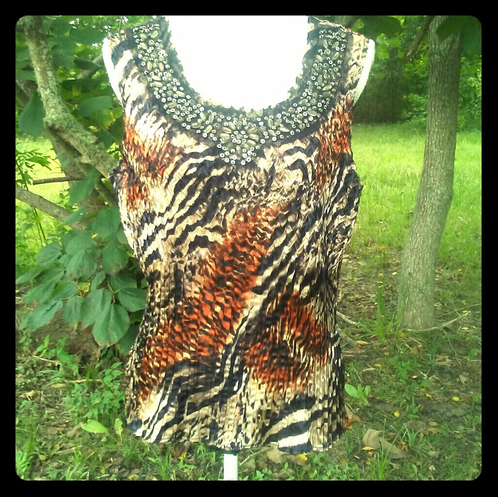 Cato Animal Print Sleeveless Blouse sz XL